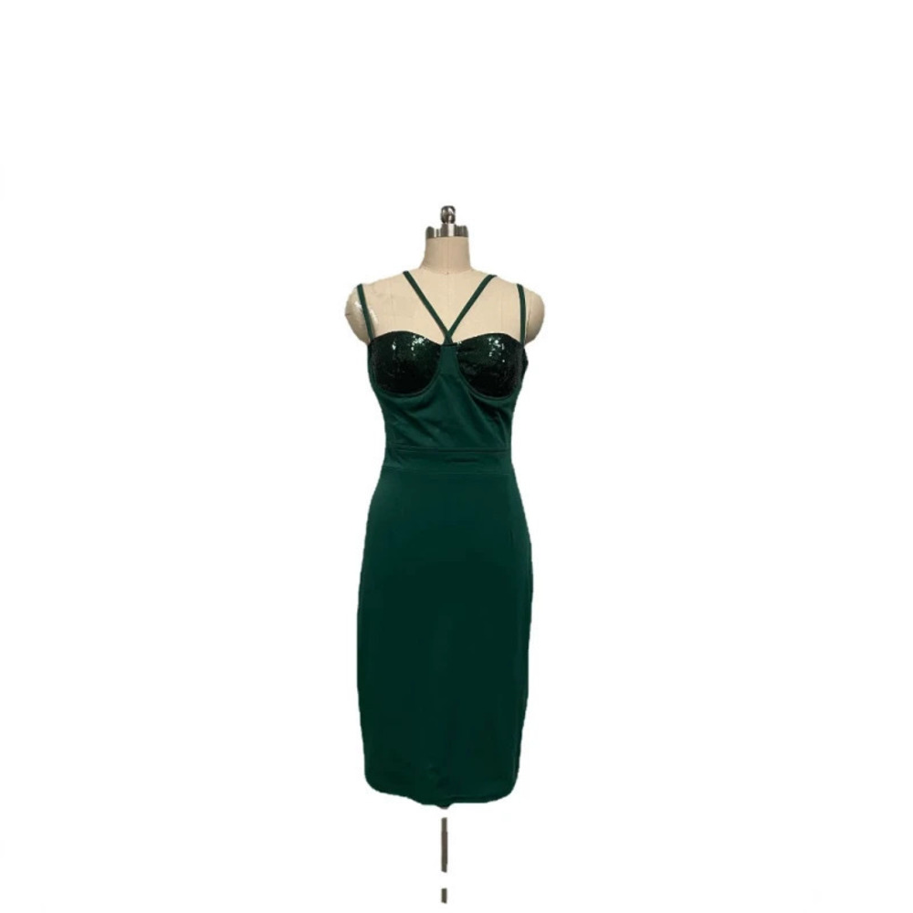ZARA Green Midi Camisole Dress Japanese Fresh Office Wear